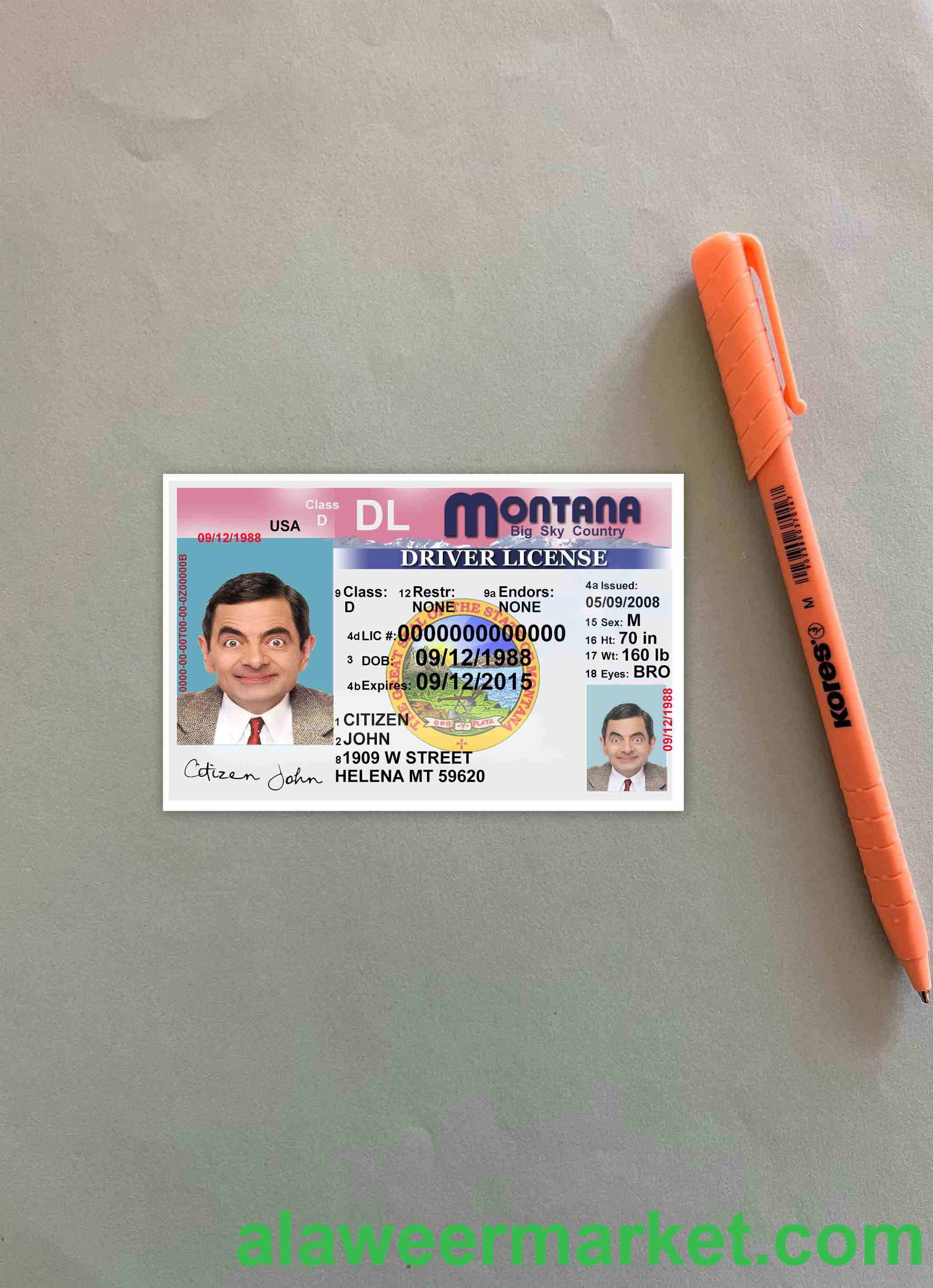 USA Montana driving license version 2 photolook FRONT